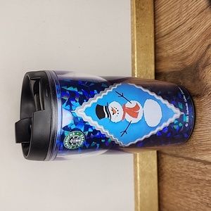 Starbucks Coffee 2001 Barista 8oz. Snowman Mini Travel Tumbker Cup With Lid